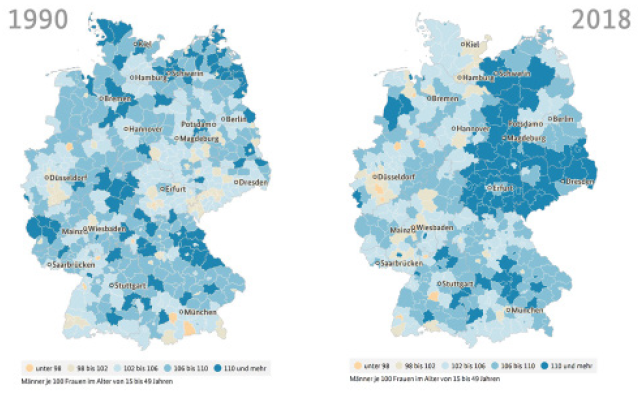 30 Jahre Deutsche Einheit und Vielfalt: „Männerüberhang“ in manchen Ost-Regionen