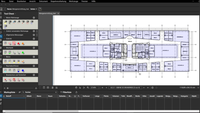 Die Softwarelösung Bluebeam Revu bietet zahlreiche Möglichkeiten zur Planbearbeitung