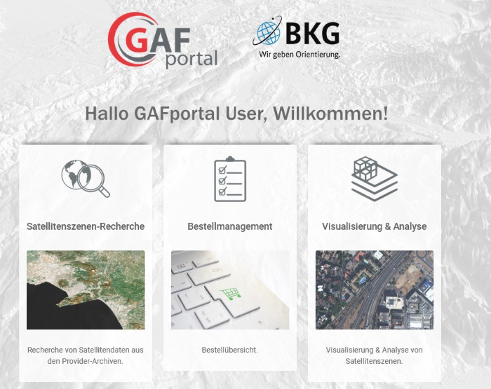 GAFportal- behördenübergreifende Bereitstellung sehr hochauflösender Satellitendaten über die Servicestelle Fernerkundung am Bundesamt für Kartographie und Geodäsie (BKG)