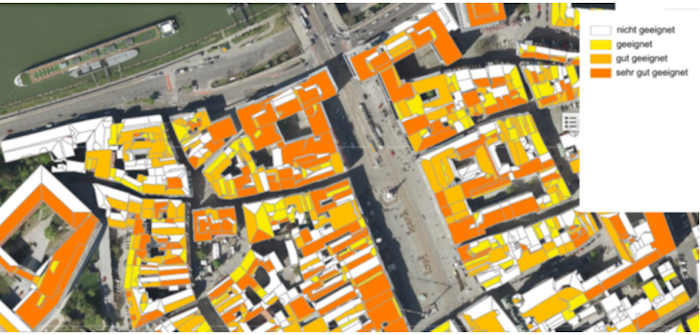 Solardachpotentialkataster. Bild Stadt Linz