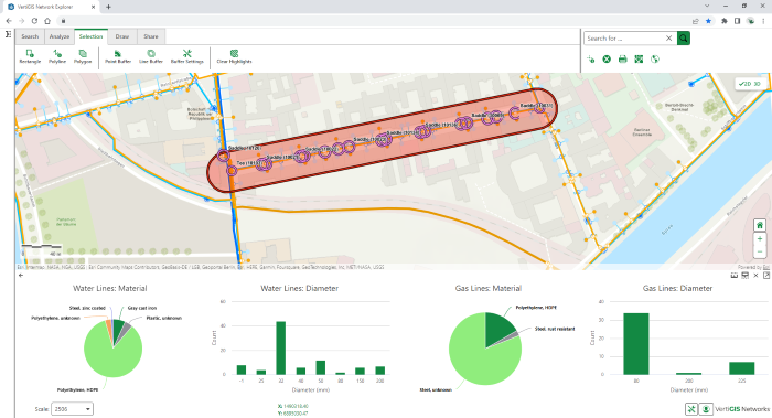 Network Explorer Analytics. Bild VertiGIS