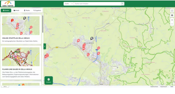 Geoportal der Stadt Zella-Mehlis. Bild Stadt Zella-Mehlis